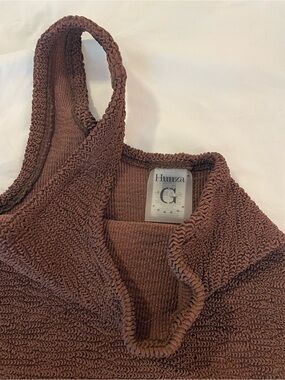 Hunza G Brown one-shouldered Swimsuit